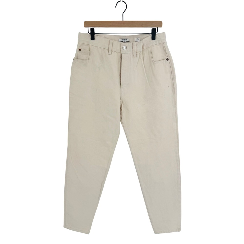 RE/DONE 70s Stove Pipe High Rise Straight Leg Jeans Cream Size 26 NWT Minimalist